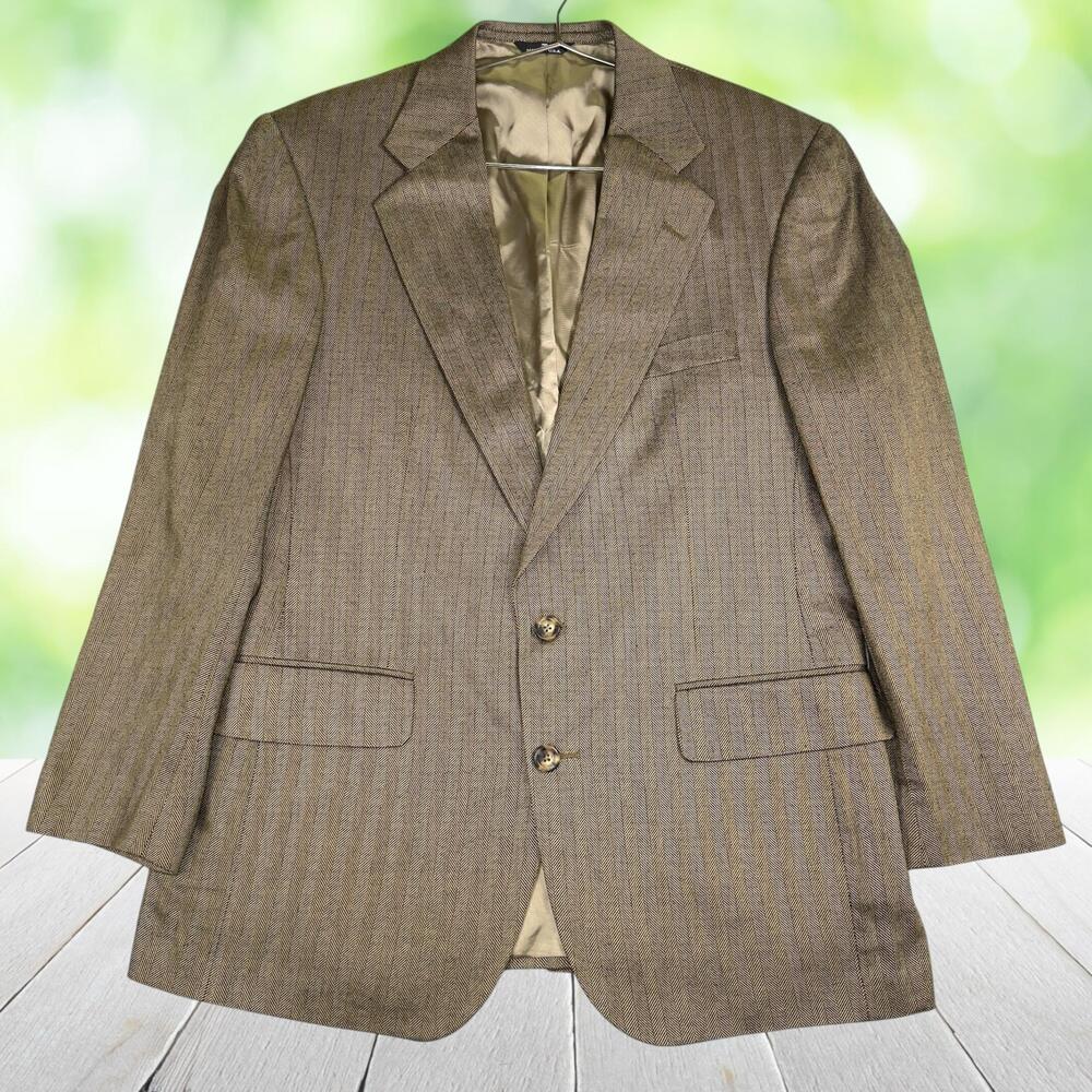 Vintage POLO RALPH LAUREN University Club Sport Coat Herringbone Wool 44L